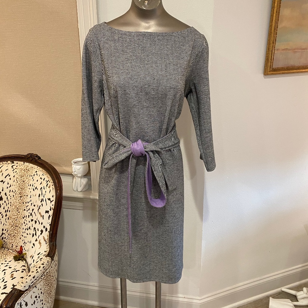 Size 8 Worth Grey Long-sleeve Dress with Detachable Belt, great condition.